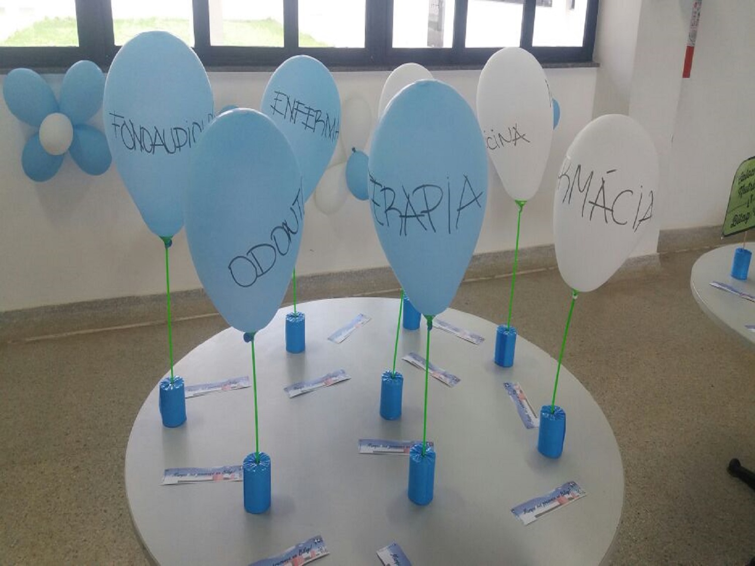 Balões com os nomes dos oitos cursos de graduação do Campus de Lagarto (foto: colaboração Bárbara Barcellos)