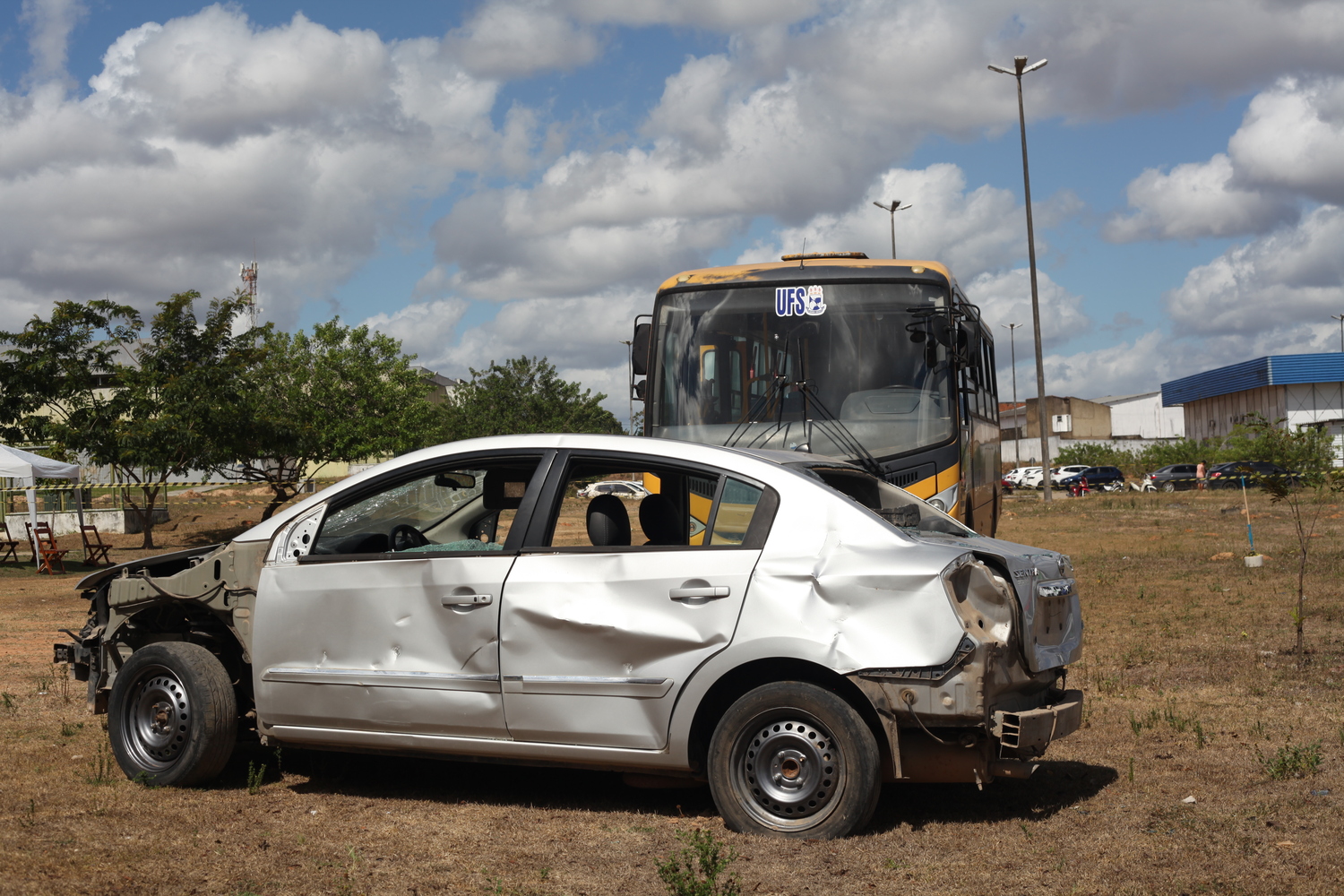 Ação simulava acidente automobilístico. Foto: Clayton Fontes/Campus Lagarto 